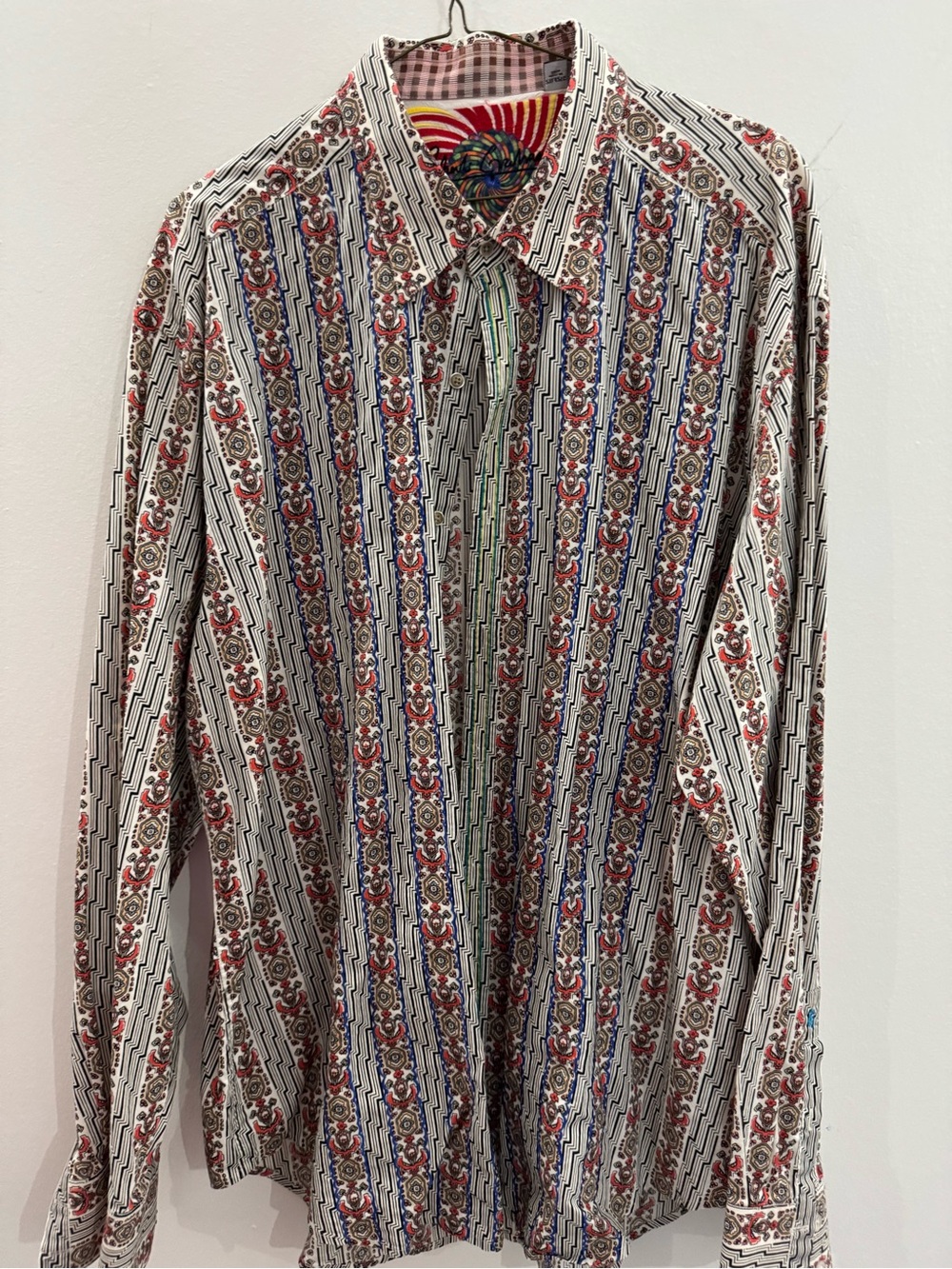 Robert Graham Men's Multi-Stripe Floral Button-Up Shirt - White/Red